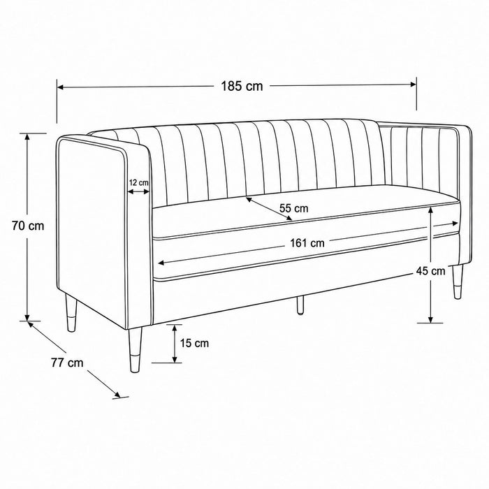 Thomas Velvet Fabric 2+3 Seater Sofa Set, Navy Velvet
