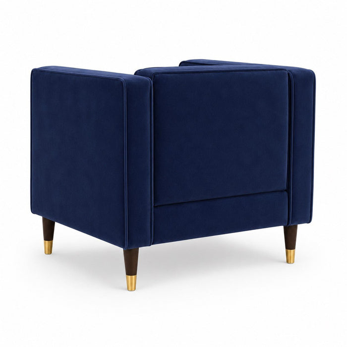 Thomas Velvet Fabric 1 Seater Sofa, Navy Blue Velvet