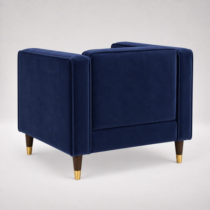 Thomas Velvet Fabric 1 Seater Sofa, Navy Blue Velvet