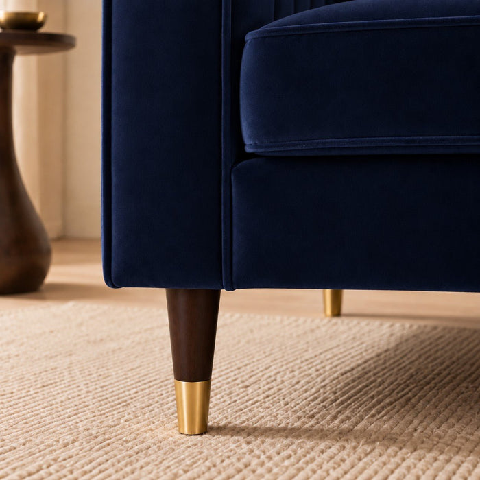 Thomas Velvet Fabric 1 Seater Sofa, Navy Blue Velvet
