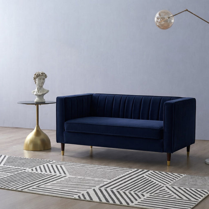 Thomas Velvet Fabric 2+3 Seater Sofa Set, Navy Velvet