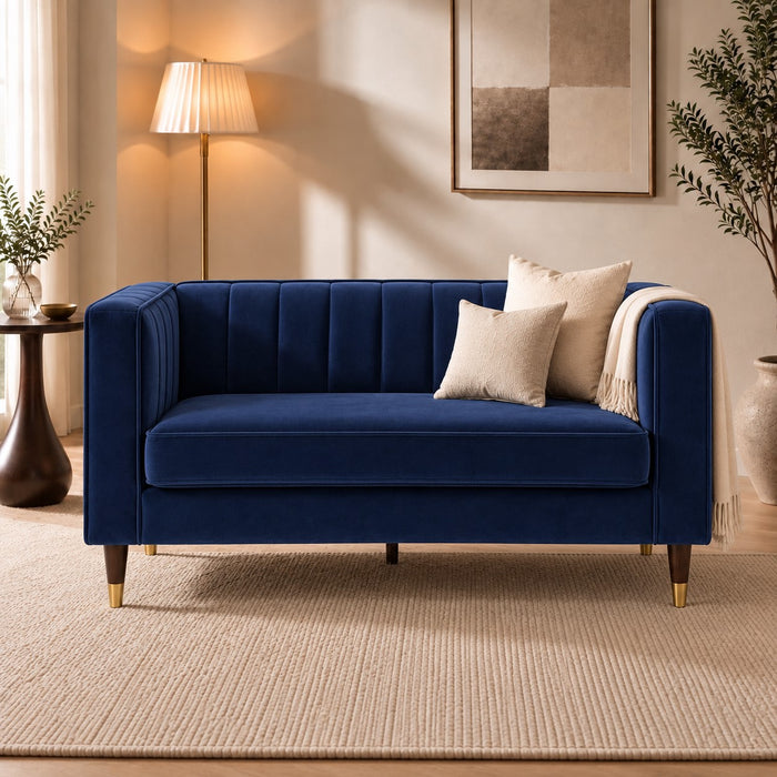 Thomas Velvet Fabric 2+3 Seater Sofa Set, Navy Velvet