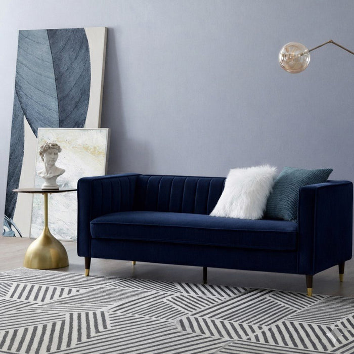 Thomas Velvet Fabric 3 Seater Sofa, Navy Blue Velvet