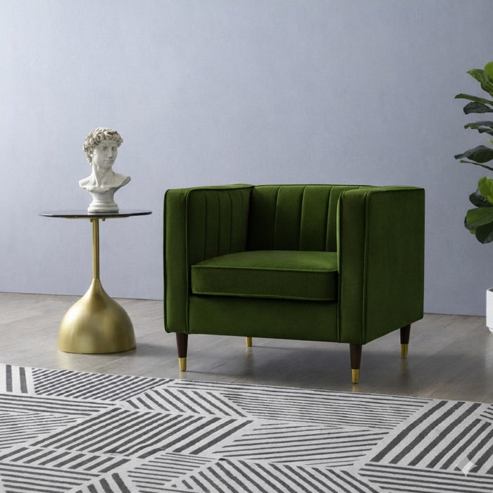 Thomas Velvet Fabric 1 Seater Sofa, Moss Green Velvet