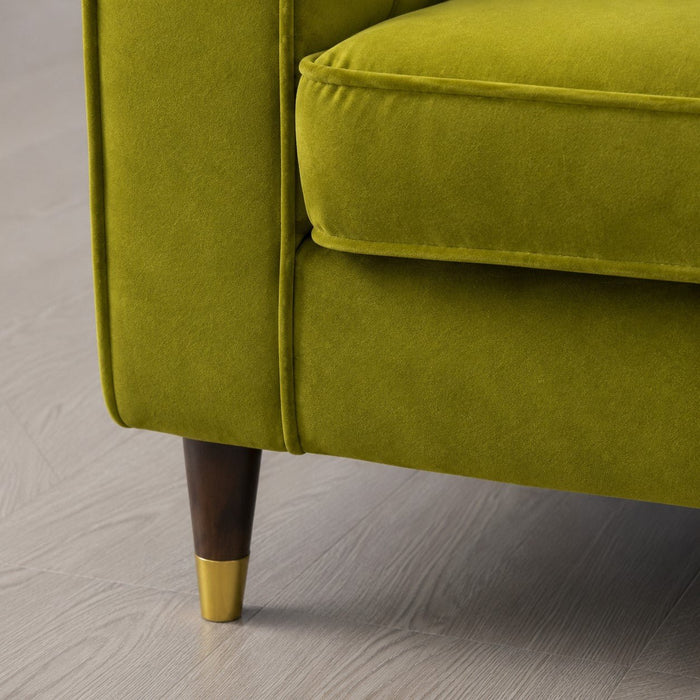 Thomas Velvet Fabric 1 Seater Sofa, Olive Green Velvet