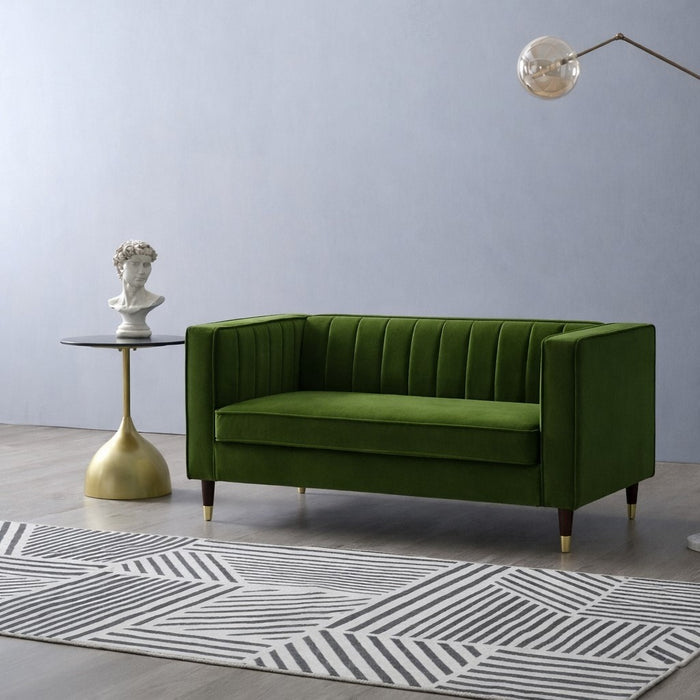 Thomas Velvet Fabric 2 Seater Sofa, Moss Green Velvet