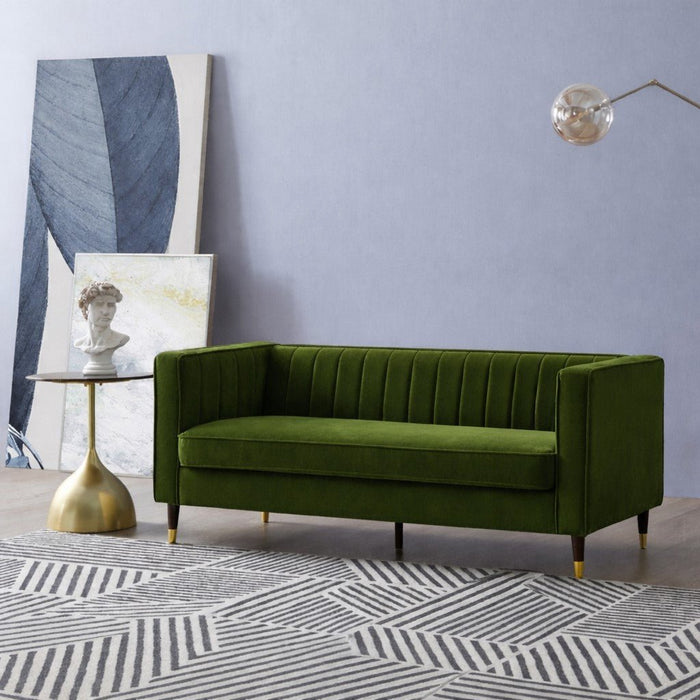 Thomas Velvet Fabric 3 Seater Sofa, Moss Green Velvet