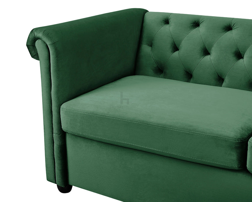 Ascot Chesterfield 2 Seater Sofa Green Velvet