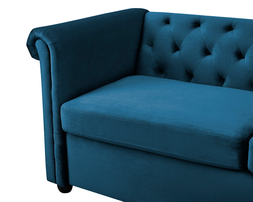Ascot Chesterfield 3 Seater Sofa Blue Velvet