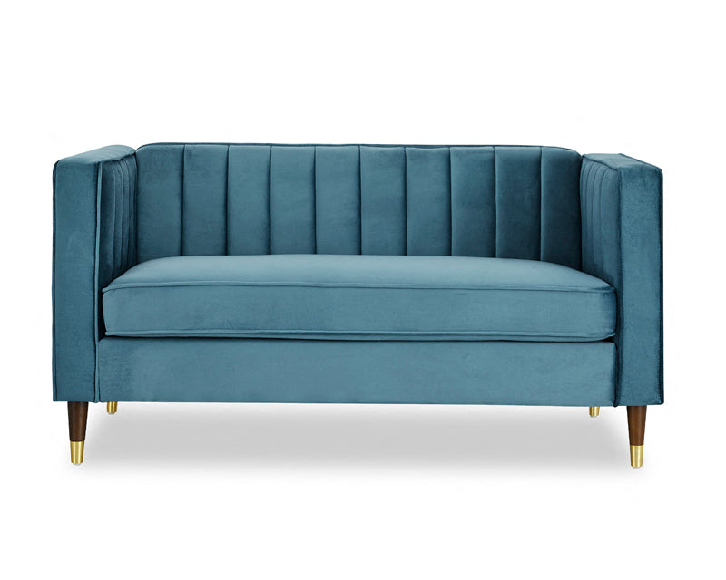 Thomas Velvet Fabric 2 Seater Sofa, Blue Velvet