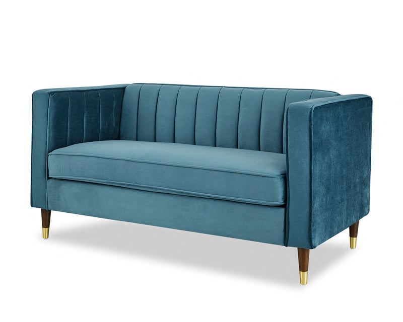 Thomas Velvet Fabric 2 Seater Sofa, Blue Velvet