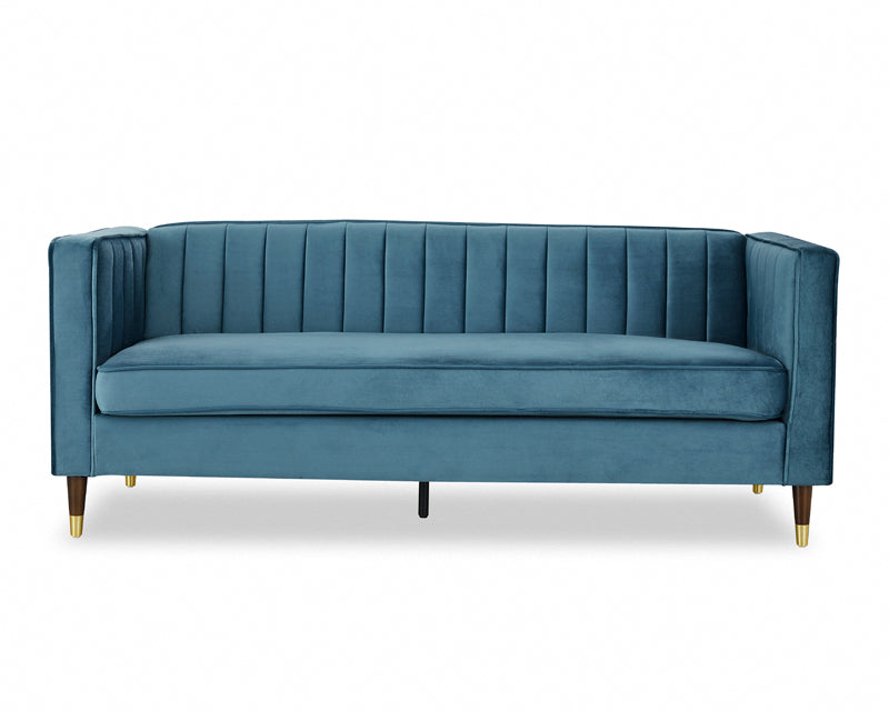 Thomas Velvet Fabric 3 Seater Sofa, Blue Velvet