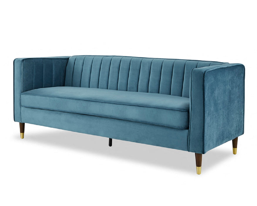 Thomas Velvet Fabric 3 Seater Sofa, Blue Velvet