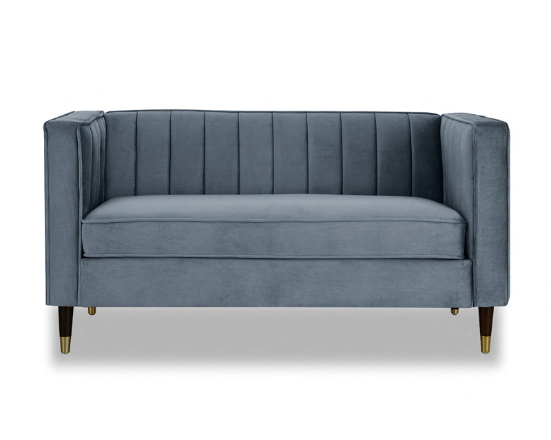 Thomas Velvet Fabric 2 Seater Sofa, Grey Velvet