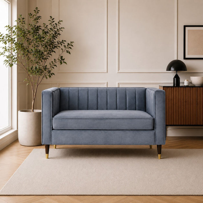Thomas Velvet Fabric 2 Seater Sofa, Grey Velvet