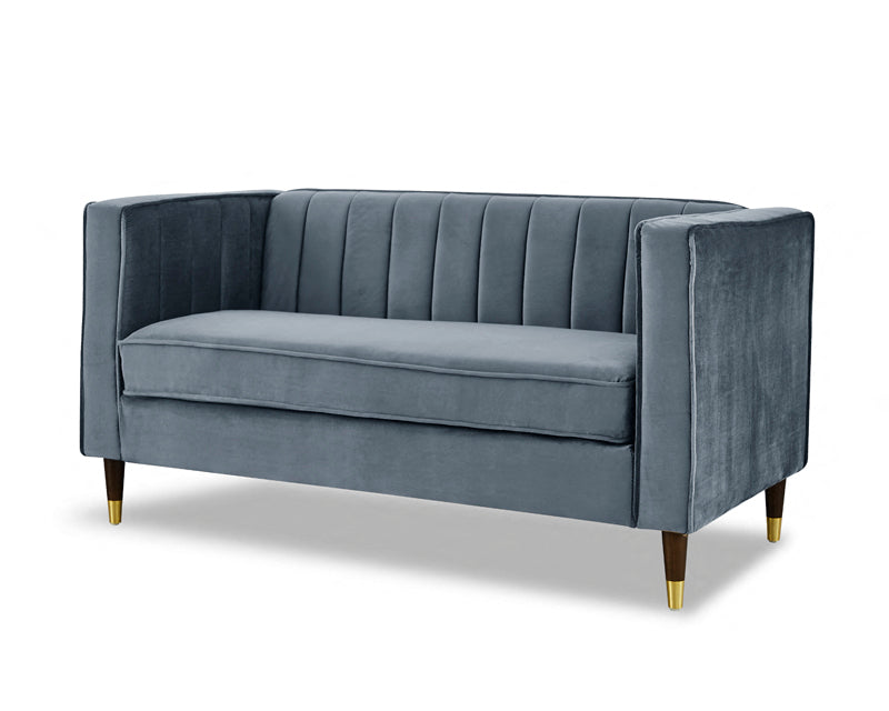 Thomas Velvet Fabric 2 Seater Sofa, Grey Velvet