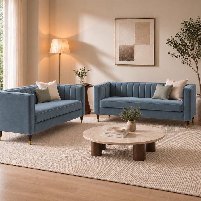 Thomas Velvet Fabric 2+3 Seater Sofa Set, Grey Velvet