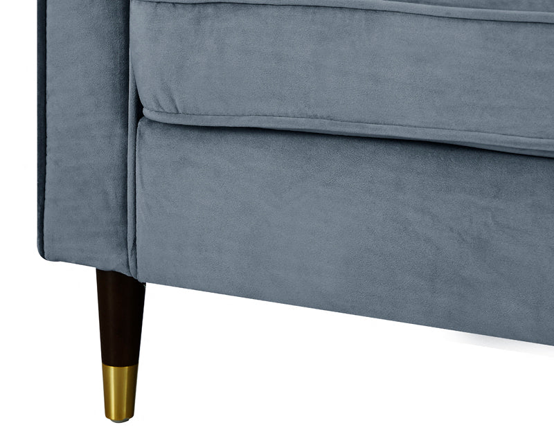 Thomas Velvet Fabric 2 Seater Sofa, Grey