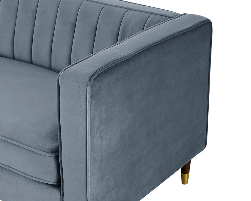 Thomas Velvet Fabric 3 Seater Sofa, Grey