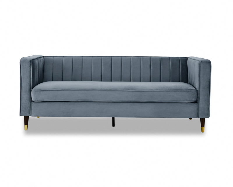 Thomas Velvet Fabric 3 Seater Sofa, Grey Velvet