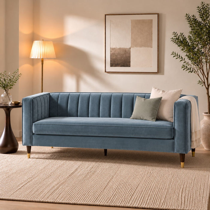 Thomas Velvet Fabric 3 Seater Sofa, Grey Velvet