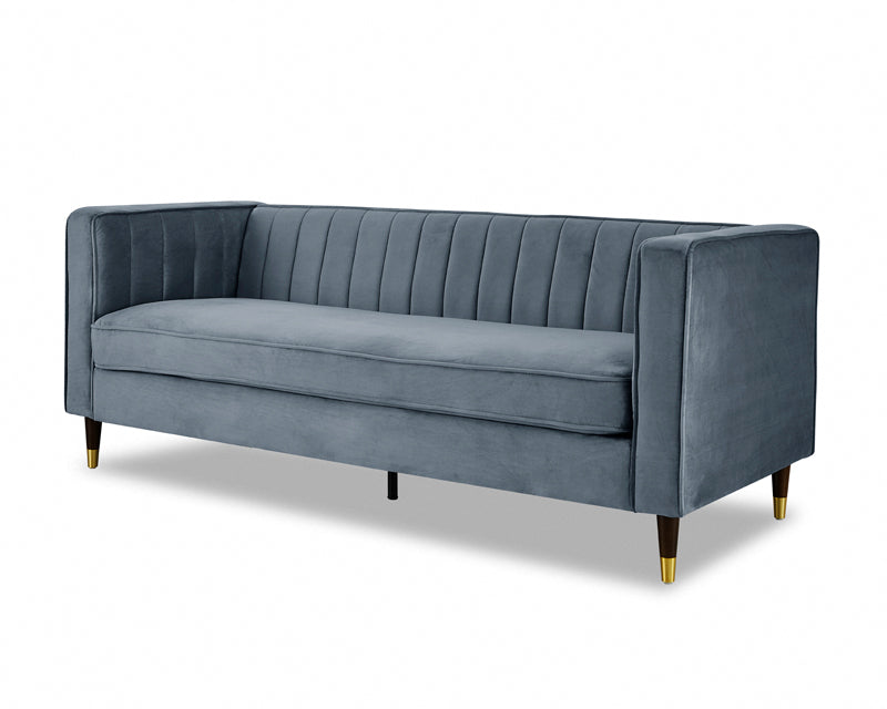 Thomas Velvet Fabric 3 Seater Sofa, Grey Velvet