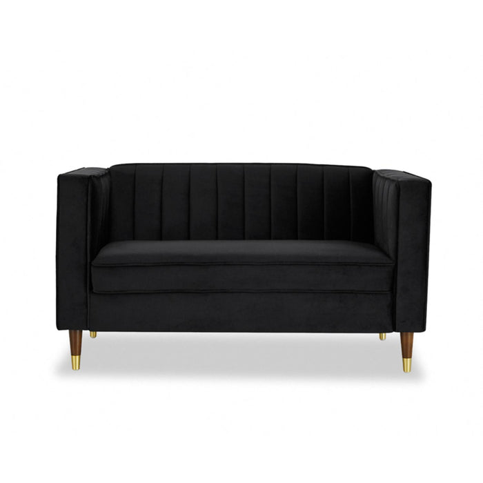 Thomas Velvet Fabric 2+3 Seater Sofa Set, Black Velvet