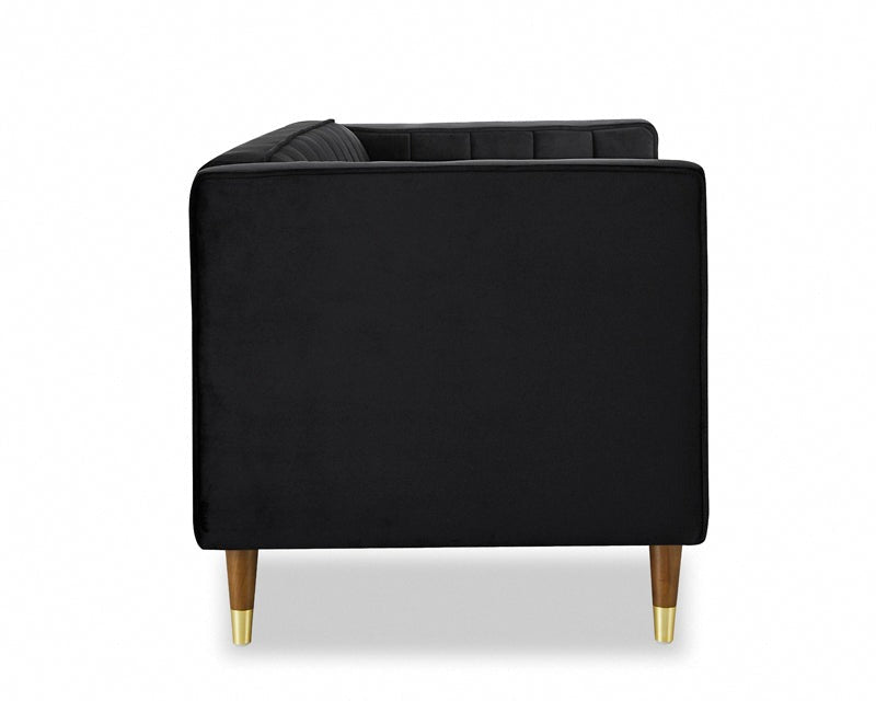 Thomas Velvet Fabric 2 Seater Sofa, Black