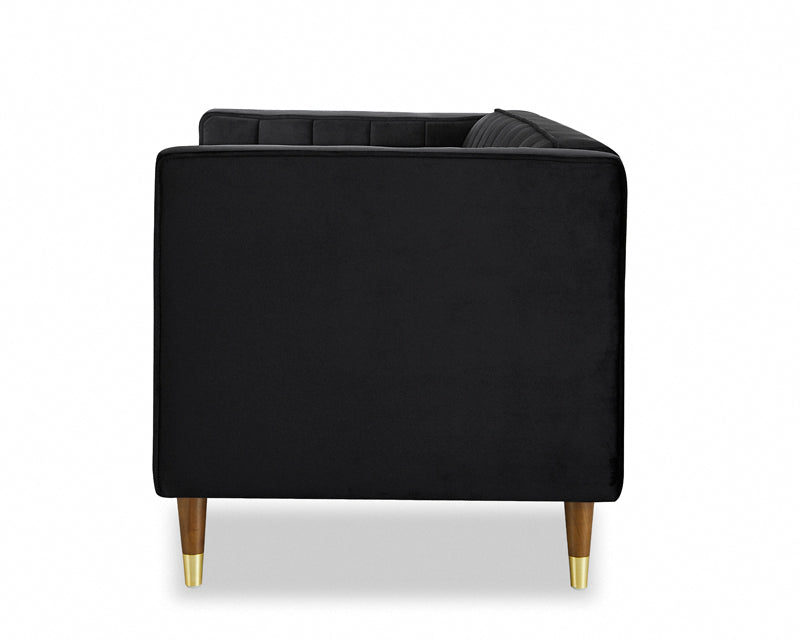Thomas Velvet Fabric 2+3 Seater Sofa Set, Black Velvet