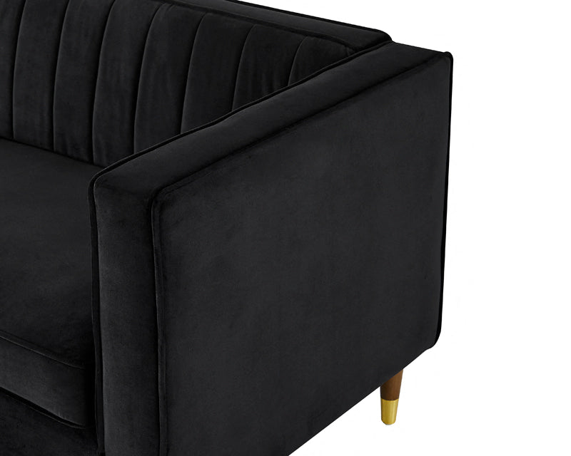 Thomas Velvet Fabric 1 Seater Sofa, Black