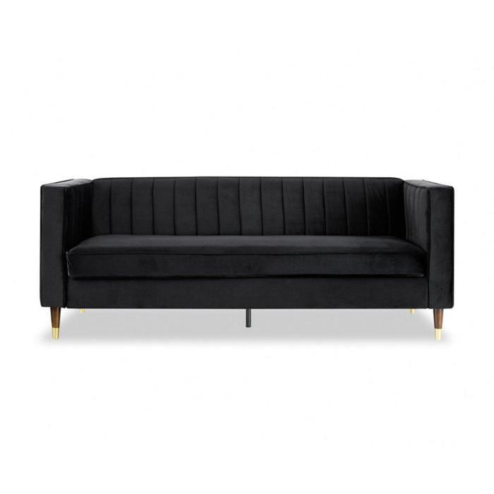 Thomas Velvet Fabric 2+3 Seater Sofa Set, Black Velvet