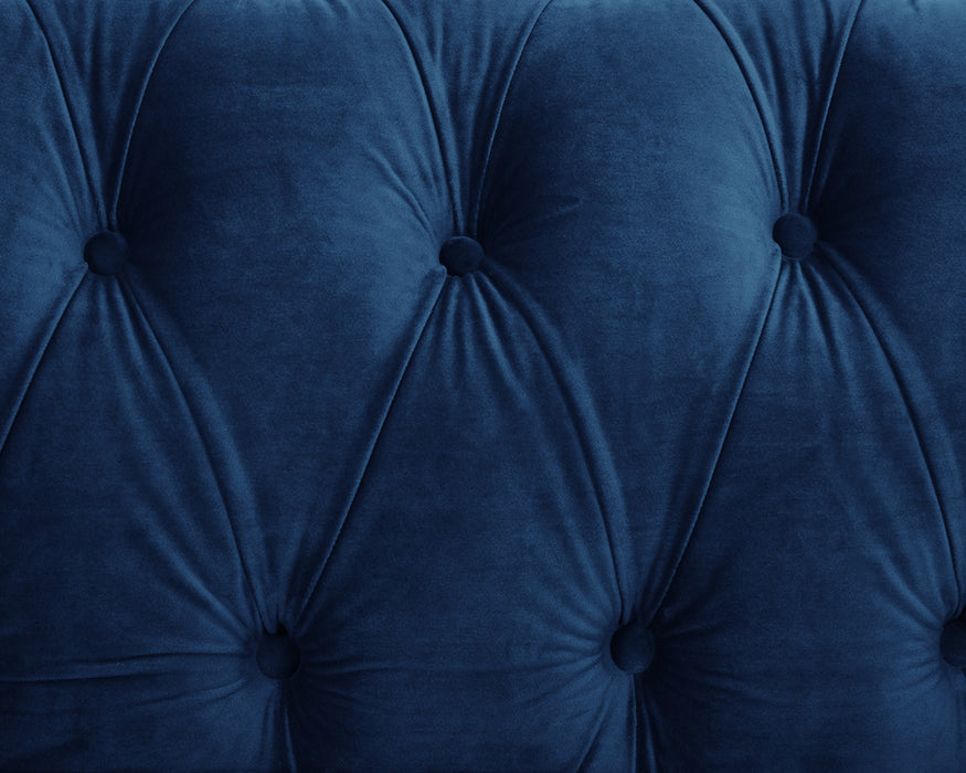 Chesterfield Velvet Fabric 2+3 Seater Sofa Set, Blue Velvet