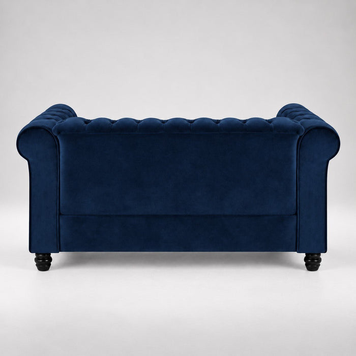 Chesterfield Velvet Fabric 2 Seater Sofa, Blue