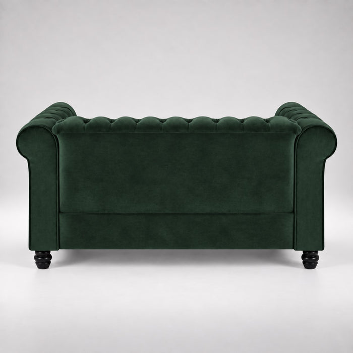 Chesterfield Velvet Fabric 2 Seater Sofa, Green
