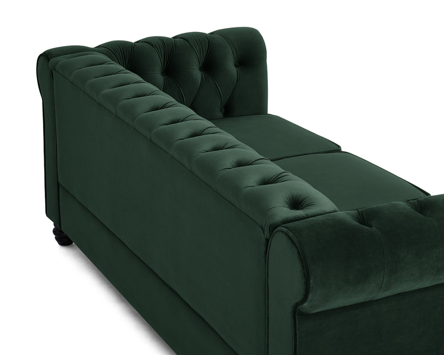 Chesterfield Velvet Fabric 3 Seater Sofa, Green