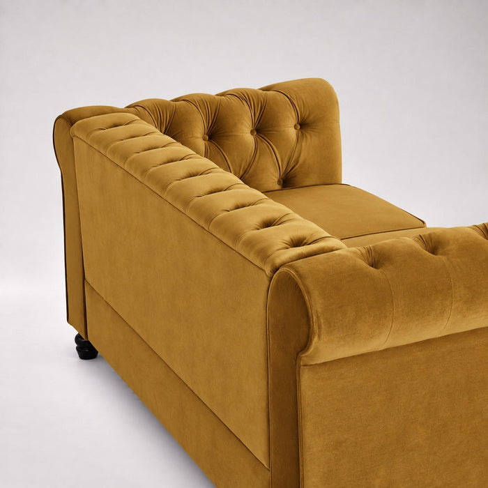 Chesterfield Velvet Fabric 2 Seater Sofa, Gold