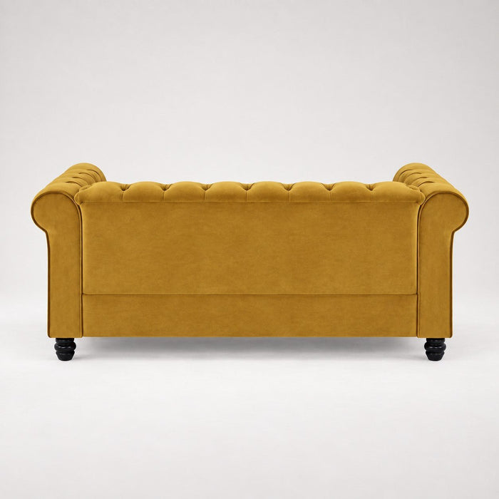 Chesterfield Velvet Fabric 2 Seater Sofa, Gold