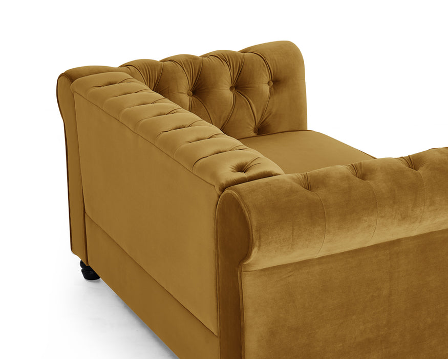 Chesterfield Velvet Fabric 2 Seater Sofa, Gold