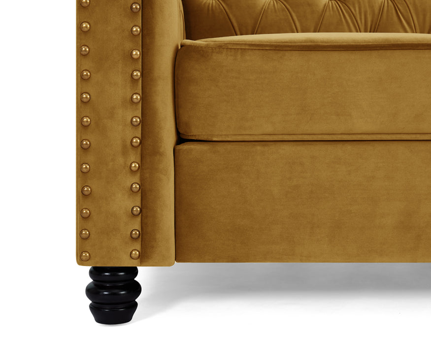 Chesterfield Velvet Fabric 2 Seater Sofa, Gold
