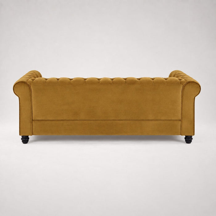 Chesterfield Velvet Fabric 3 Seater Sofa, Gold