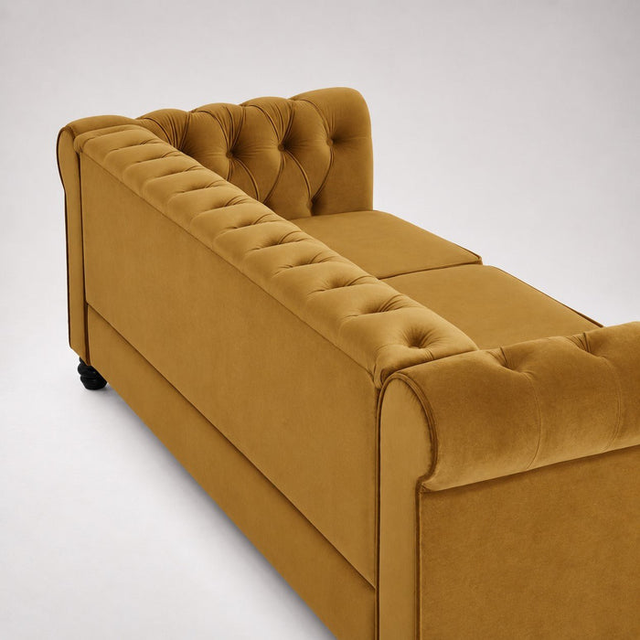 Chesterfield Velvet Fabric 3 Seater Sofa, Gold