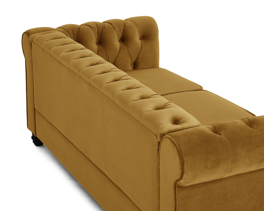 Chesterfield Velvet Fabric 3 Seater Sofa, Gold