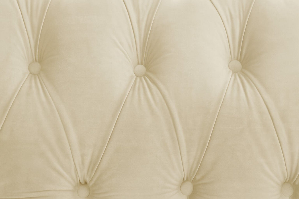 Chesterfield Velvet Fabric 2+3 Seater Sofa Set, Cream Velvet