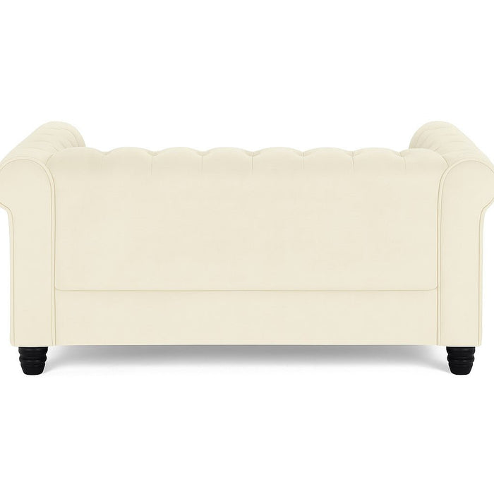 Chesterfield Velvet Fabric 2 Seater Sofa, Cream Velvet