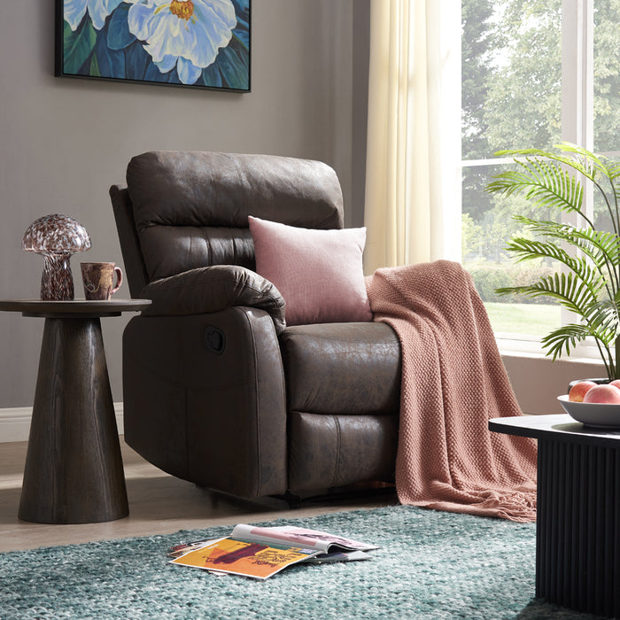 Maxwell Sofa Suite Armchair Manual Recliner Air Leather Padded, Brown