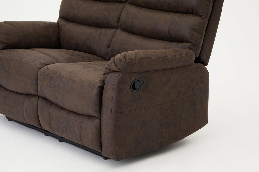Maxwell Sofa Suite 2 Seater Manual Recliner Air Leather Padded, Brown