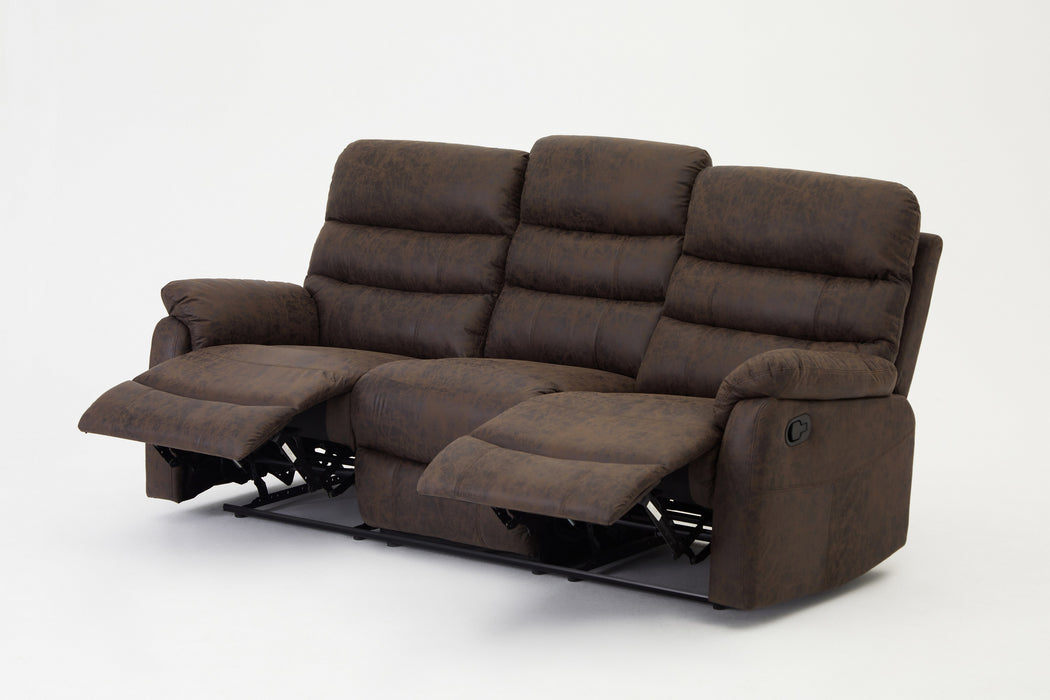 Maxwell Sofa Suite 3 Seater Manual Recliner Air Leather Padded, Brown