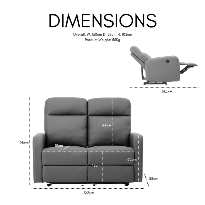 Mitchell 2+3 Seater Electric Recliner Grey Faux Leather