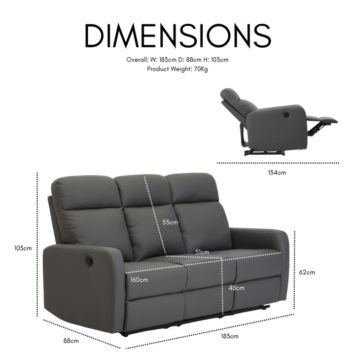 Mitchell 2+3 Seater Electric Recliner Grey Faux Leather