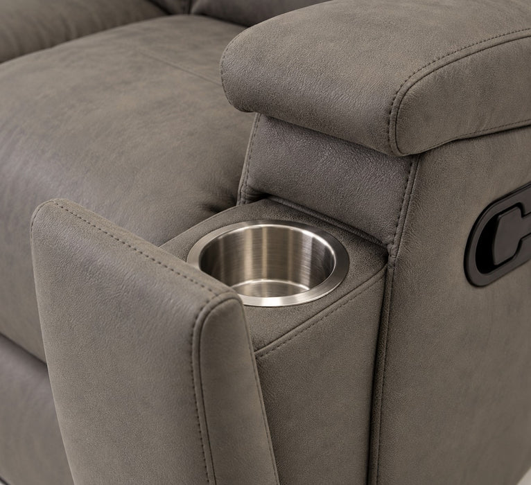 Collins 2+3 Sofa Set Manual Recliner with Armrest Cupholders, Grey Air Leather